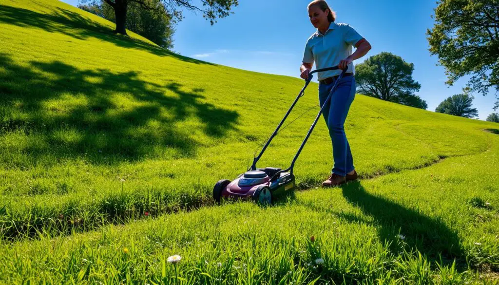 Mowing uneven lawn