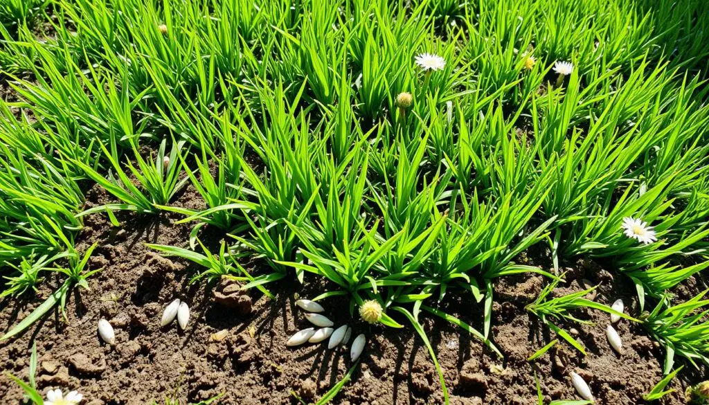 Newly seeded lawn