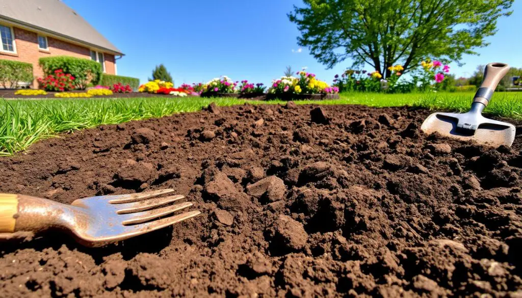 Soil preparation for lawn
